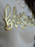 Blessed in Gold Metallic Puff Sweatshirt - PLEASE ALLOW 3-5 BUSINESS DAYS TO SHIP