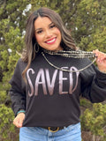 Saved in Black Metallic Puff Tee & Sweatshirt - PLEASE ALLOW 3-5 BUSINESS DAYS FOR SHIPPING