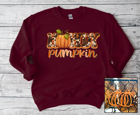 Howdy Pumpkin- Cow Print Crew - PLEASE ALLOW 3-5 DAYS FOR SHIPPING