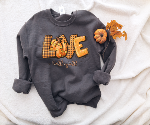 Love Fall Y'all- Crewneck Sweatshirt - PLEASE ALLOW 3-5 DAYS FOR SHIPPING