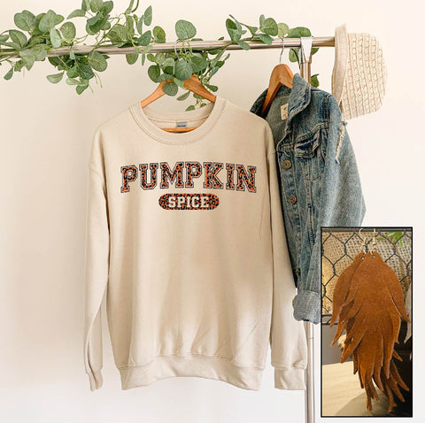 Leopard Pumpkin Spice- Crew - PLEASE ALLOW 3-5 DAYS FOR SHIPPING